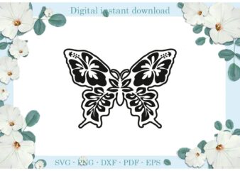 Trending gifts, Butterfly Leaf Flower Black and White Diy Crafts Butterfly Svg Files For Cricut, Black and White Butterfly Silhouette Sublimation Files, Cameo Htv Prints