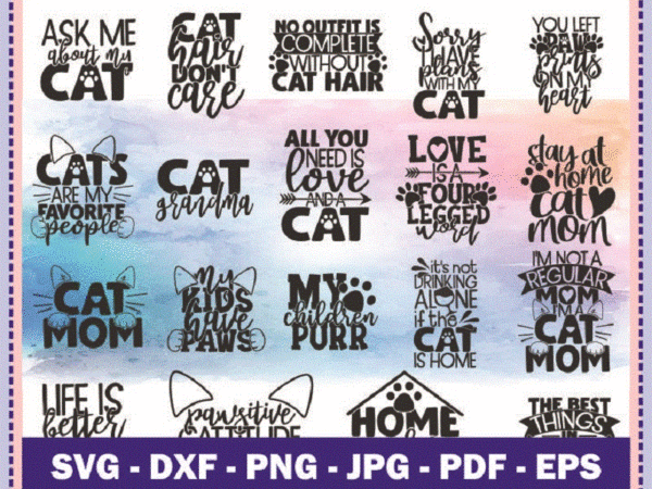 20 designs cat mom quotes svg bundle, pet mom, cut file, clipart, cat sayings, cat printable, cat vector, commercial use instant download 804369981