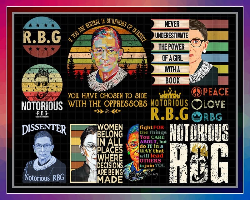 10 Designs Notorious Rbg PNG Bundle, RBG Quotes Sublimation Png, R.B.G Png, Dissenter Notorious Rbg, Peace Love Rbg, Cut File Png, Instant Download 862533540