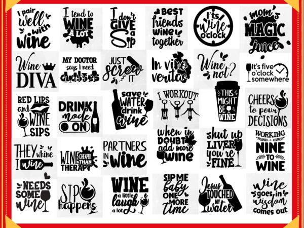 30 wine quotes svg bundle, jesus touched my water, funny wine quotes, wine diva cut file, wine clip art, commercial use, instant download 573034719