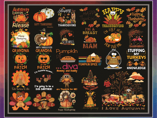 Bundle 27 thanksgiving png, turkey png, thanksgiving turkey, thankful png, blessed png, autumn png, fall png designs, digital download 886828155
