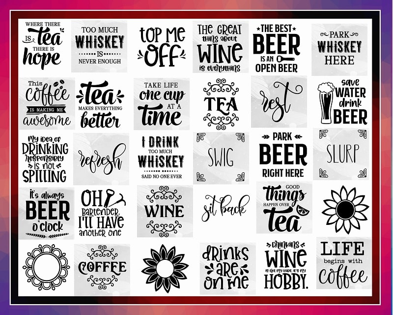 Coaster Bundle Designs, Drink Coaster Svg, Wine Saying Svg, Beer Quote Svg, Coffee Coaster Svg, Floral Monogram Svg, Tea Saying Svg 797594308