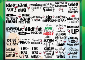 50 Wine Bundle, Wine Lover Svg, Wine Cut File, Wine Quotes Svg, Wine Sayings Svg, Alcohol Svg, Drinking Svg, Wine Glass Svg,Digital download 882906123