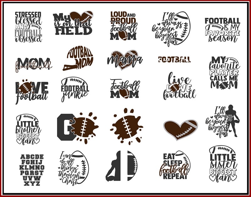 Football SVG Bundle | Love Football SVG Cut Files | Commercial | Instant Download | Printable Vector Clip Art | Football Mom Dad Shirt Print 802337260