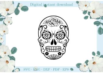 Trending gifts Skull Head Spiderweb Flower Skull Diy Crafts Skull Head Svg Files For Cricut, Flower Skull Silhouette Sublimation Files, Cameo Htv Prints