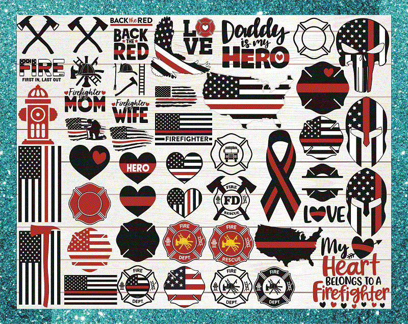 49 Firefighter Thin Red Line SVG Bundle, Distressed Flag, Wife, Mom, Maltese Cross, Daddy, Back the Red, Firefighter Heart, digital files 867276318