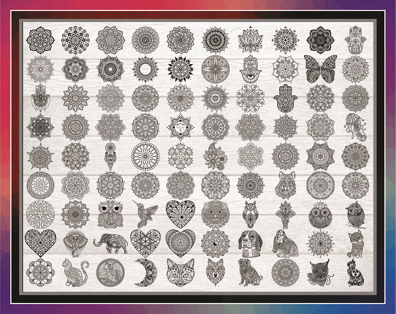 Bundle 100 Flower Mandala Designs, SVG PNG JPG, Mandala svg files for Cricut, Clipart Vector, Mandala Cut File, Flowers, Animal Shapes 877146316