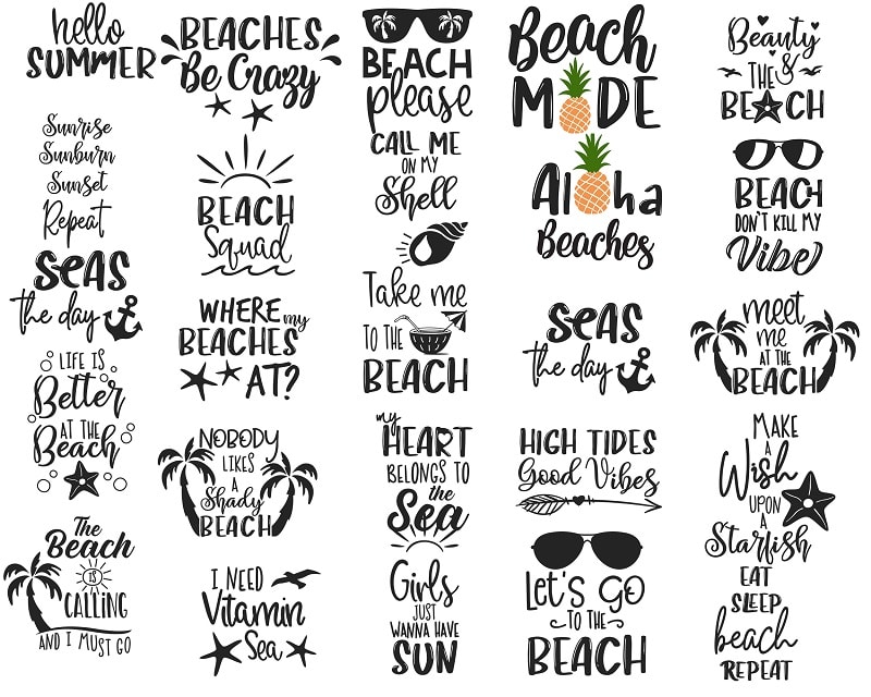 Summer Bundle SVG, Beach Svg, Mermaid Svg, Summer Quotes Svg, Printable ...