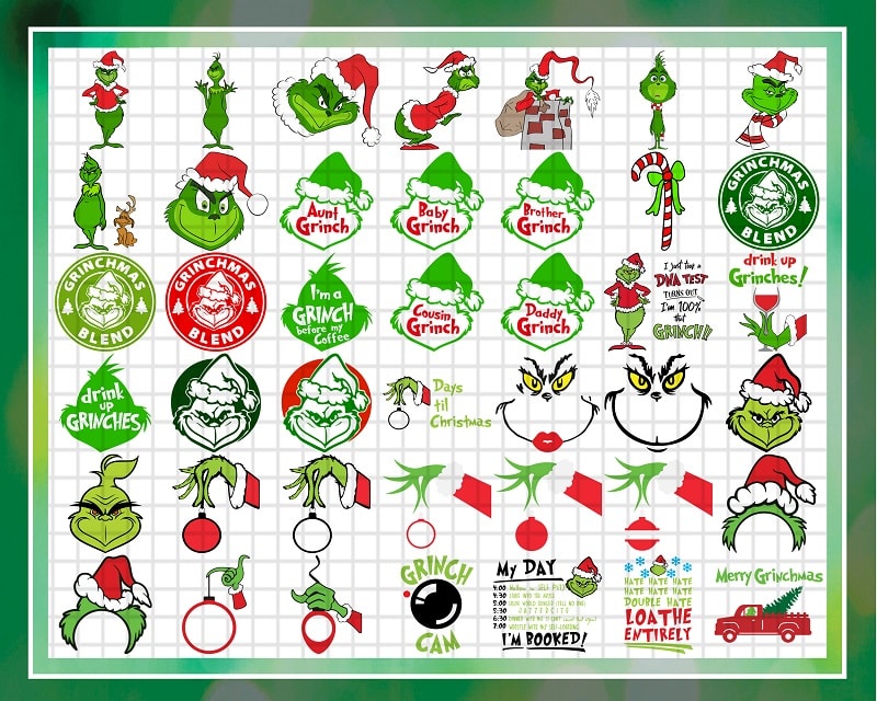 Bundle 200 Design Grinch Inspired, Grinch Png, Merry Christmas, Face grinch, Grinch tree, SVG/PNG/DXF, svg for cricut, Digital Download 921991415