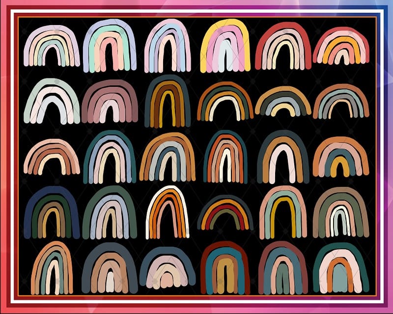 Bundle 60 Abstract Rainbow Clipart, Modern Rainbows, Boho Rainbow Art, Nursery Art, Neutral Wall, Baby Shower, Pastel Rainbow, Scandinavian 796756336