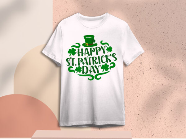 Happy st patrick day three leaf clover with leprechaun hat diy crafts svg files for cricut, silhouette sublimation files, cameo htv prints graphic t shirt