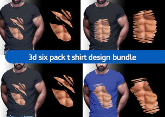 3d six pack t shirt design bundle