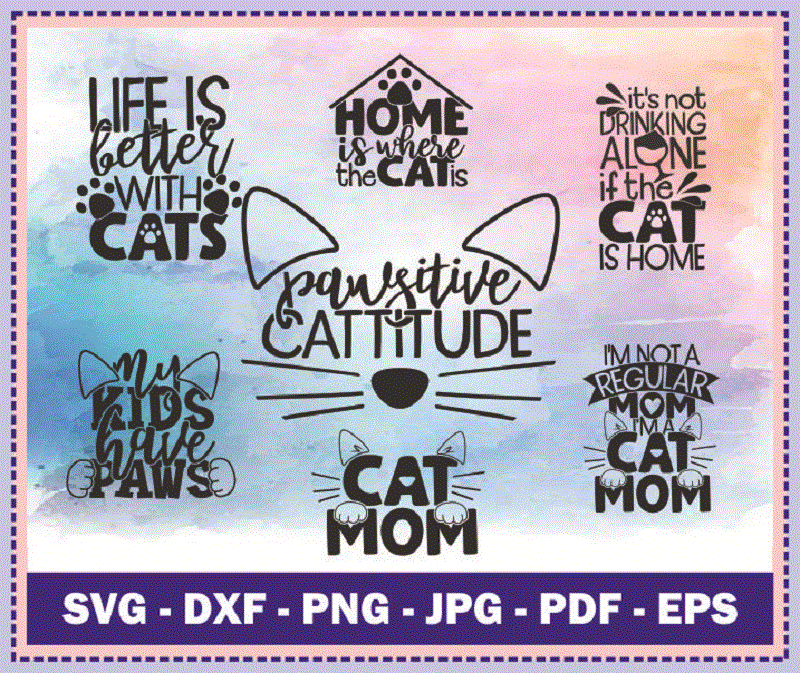 20 Designs Cat Mom Quotes SVG Bundle, Pet Mom, Cut File, Clipart, Cat Sayings, Cat Printable, Cat Vector, Commercial Use Instant Download 804369981