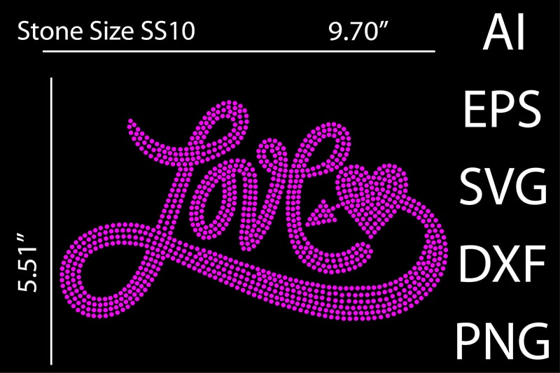 Best Selling Love Rhinestone Design Bundle for commercial use.