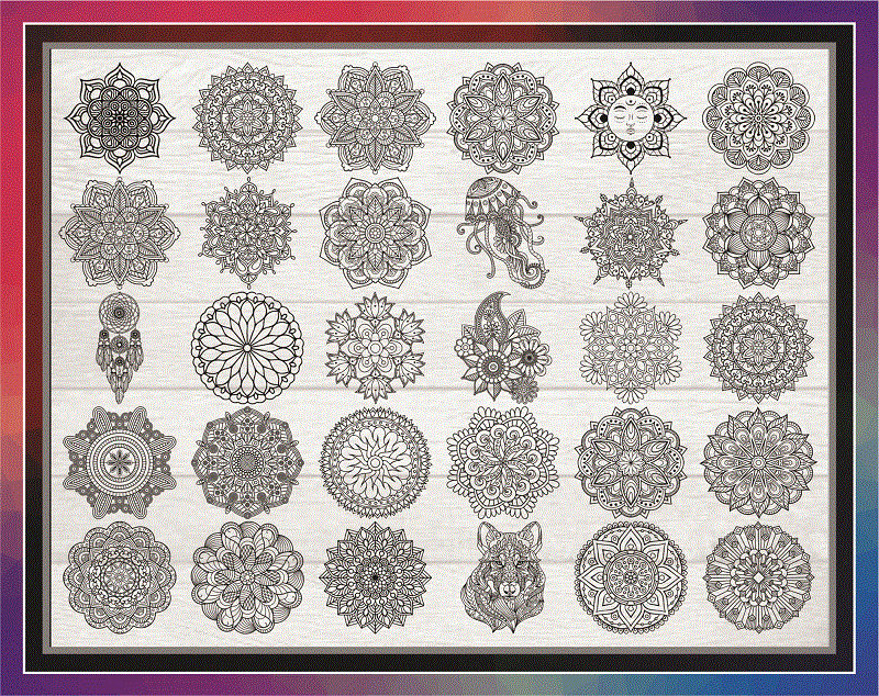 Bundle 100 Flower Mandala Designs, SVG PNG JPG, Mandala svg files for Cricut, Clipart Vector, Mandala Cut File, Flowers, Animal Shapes 877146316