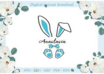 Easter Day Gifts Blue Anastasia Bunny Diy Crafts Bunny Svg Files For Cricut, Easter Sunday Silhouette Easter Basket Sublimation Files, Cameo Htv Print