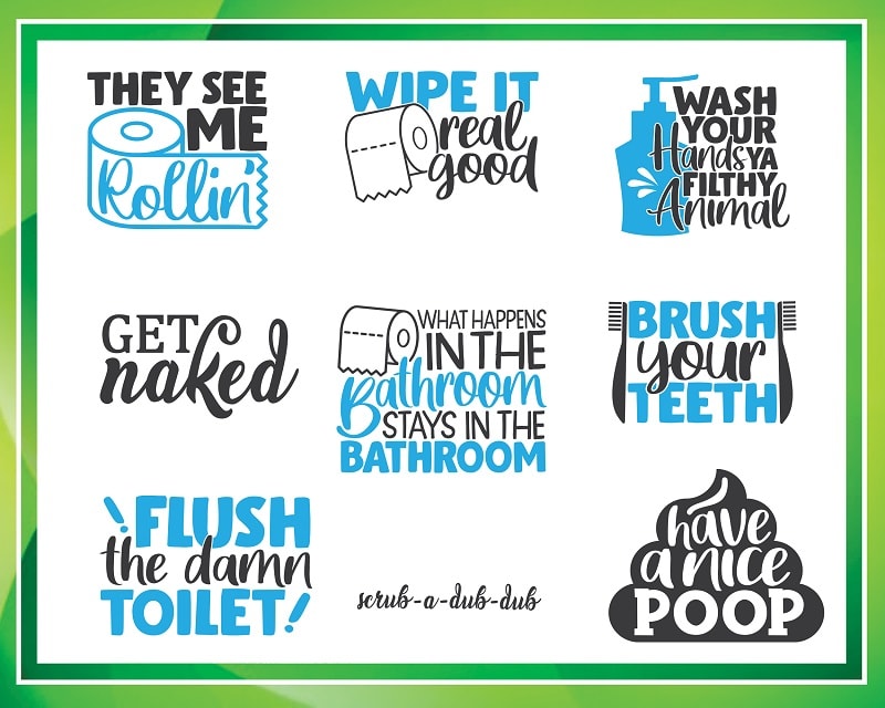 40 Funny Bathroom Bundle, Bathroom Cut File, Funny Bathroom Clipart, Bathroom Quotes, Printable Vector, Commercial Use, Instant Download 781868588