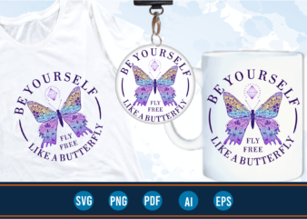 funny t shirt design graphic vector, Mandala Butterfly With Quotes SVG, Butterfly Sublimation Png