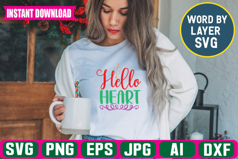 Hello Heart Svg Vector T-shirt Design
