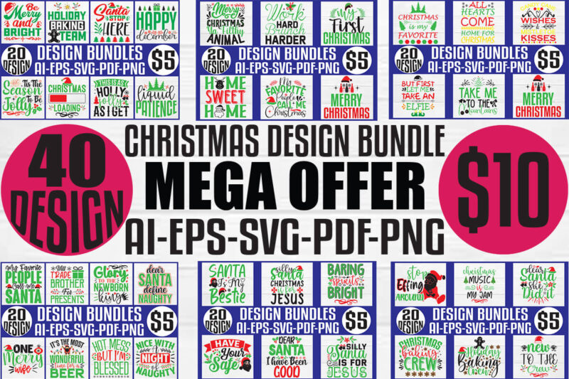 Christmas T-shirt And SVG Design Bundle