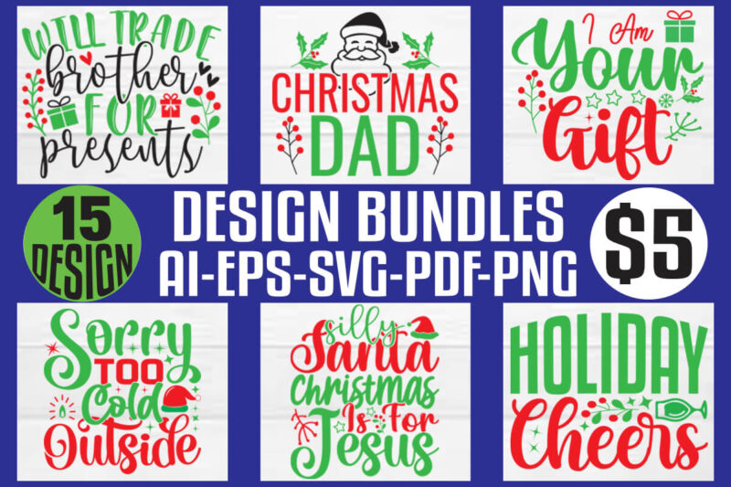 Christmas T-shirt And SVG Design Bundle