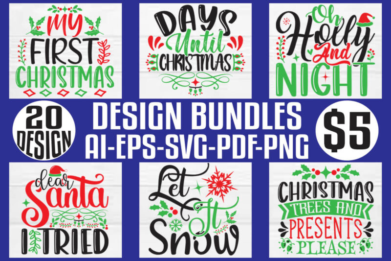 Christmas T-shirt And SVG Design Bundle