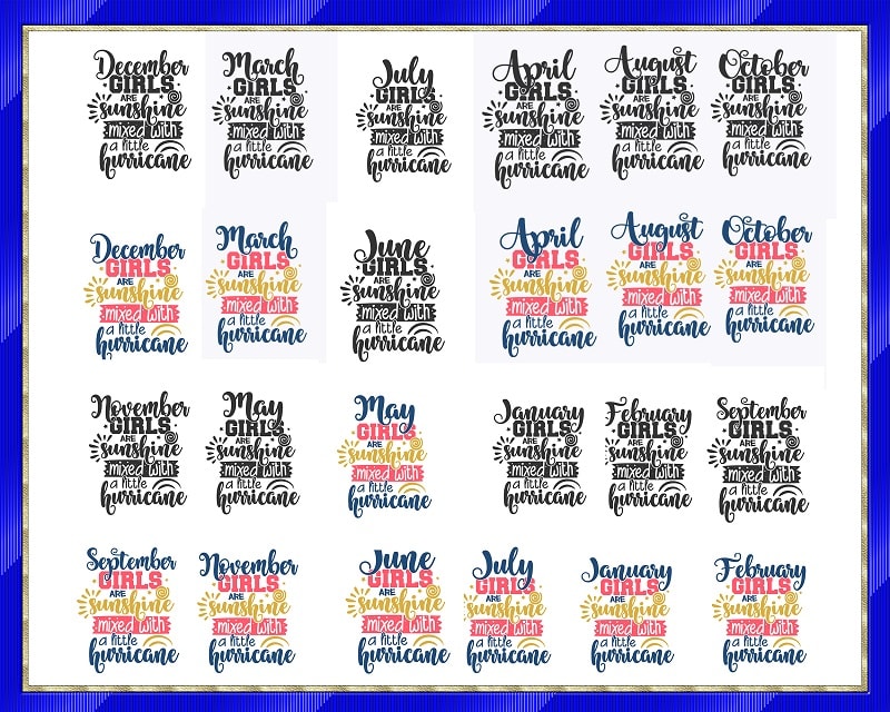 24 Birthday Months SVG Bundle | Commercial Use Vector, January February March April May June July August September October November December 676827985