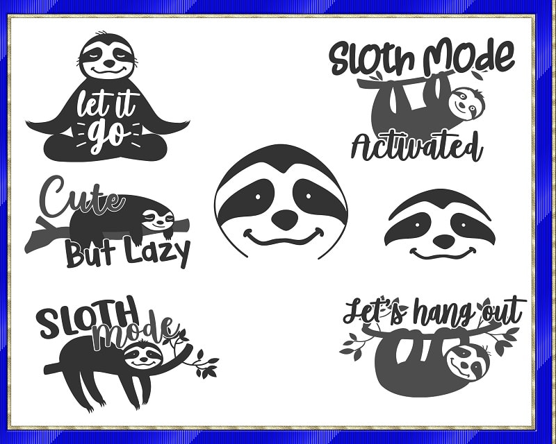 Bundle 7 Sloth SVG Bundle, Funny Cute Sloth Designs, Sloth Cut File, SVG Cut File, Commercial Use, Printable Vector, Instant Download 689314800