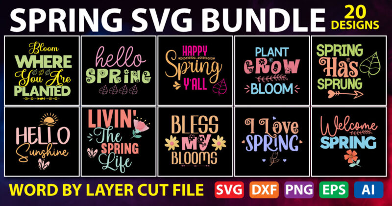Spring cut file Bundle, Spring SVG Bundle, Hello Spring SVG, Easter SVG, Welcome Spring svg, Floral svg, Spring Svg Quotes, Cut Files for Cricut