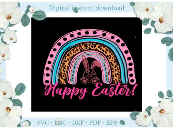 Easter day easter egg rainbow bunny diy crafts christian bunny svg files for cricut, easter sunday silhouette quote sublimation files, cameo htv print vector clipart