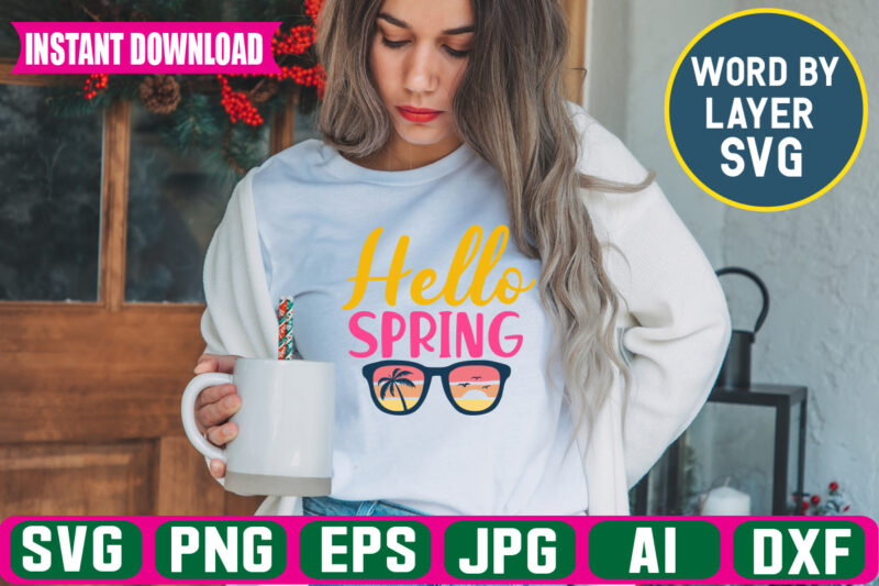 Hello Spring Svg Vector T-shirt Design