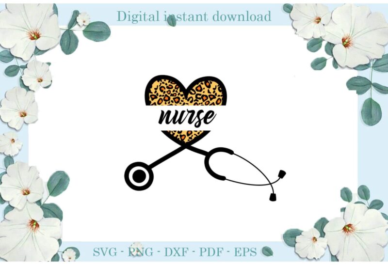 Trending gifts, Leopard Skin Heart Nurse Stethoscope , Diy Crafts Nurse Day Svg Files For Cricut, Stethoscope Sublimation Files, Cameo Htv Prints