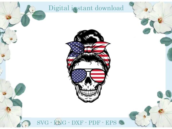 Trending gifts, girl head skull usa flag smile , diy crafts america svg files for cricut, american flag sublimation files, cameo htv prints t shirt designs for sale