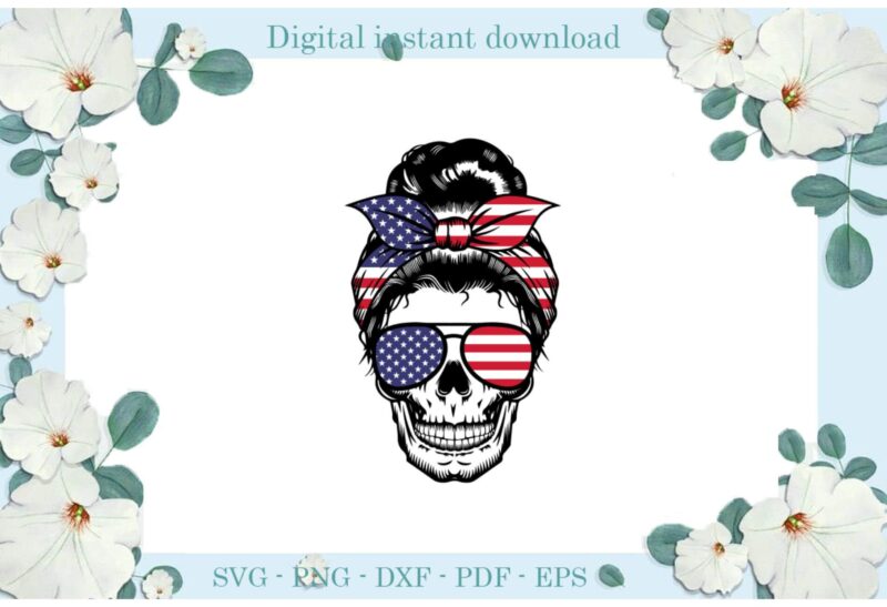 Trending gifts, Girl Head Skull USA Flag Smile , Diy Crafts America Svg Files For Cricut, American Flag Sublimation Files, Cameo Htv Prints