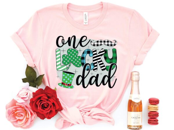 One lucky dad sublimation t shirt design online