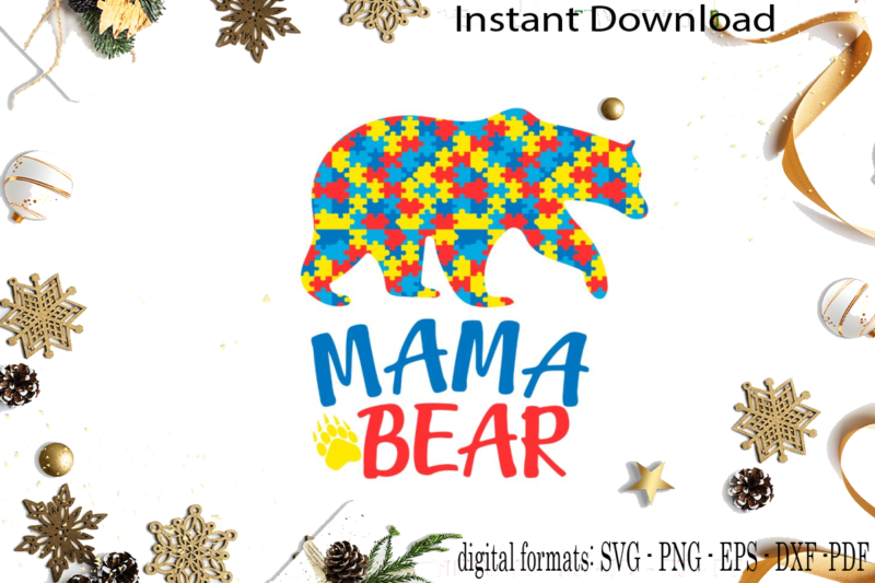 Mama Bear Autism Puzzle SVG Sublimation Files