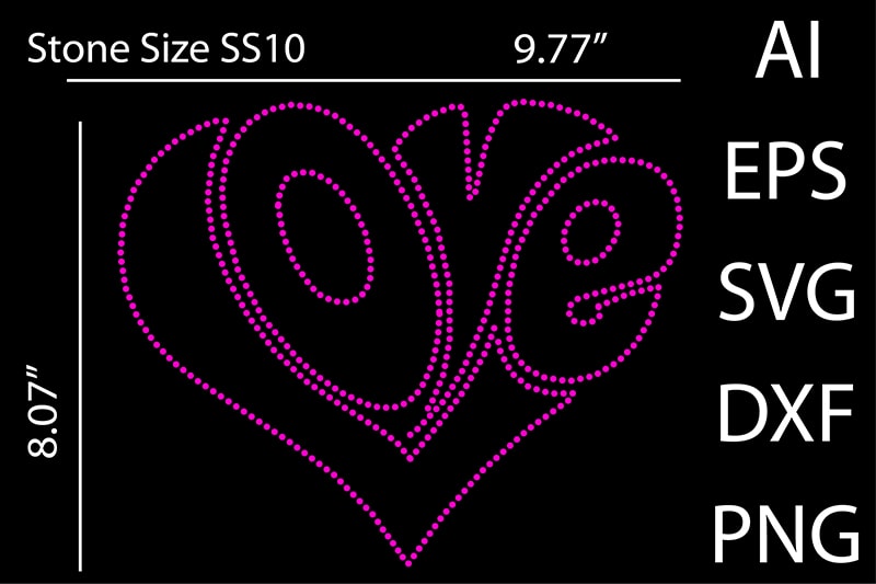 Best Selling Love Rhinestone Design Bundle for commercial use.