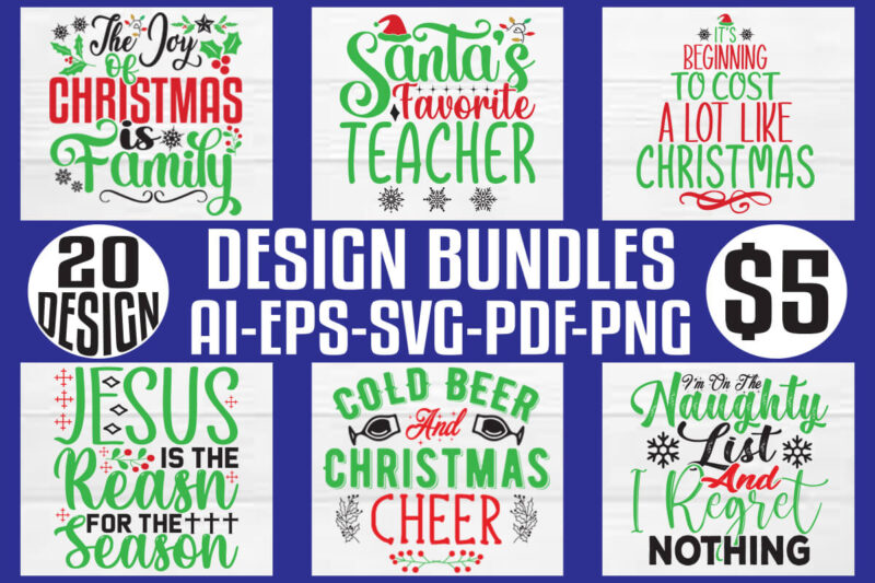 Christmas T-shirt And SVG Design Bundle