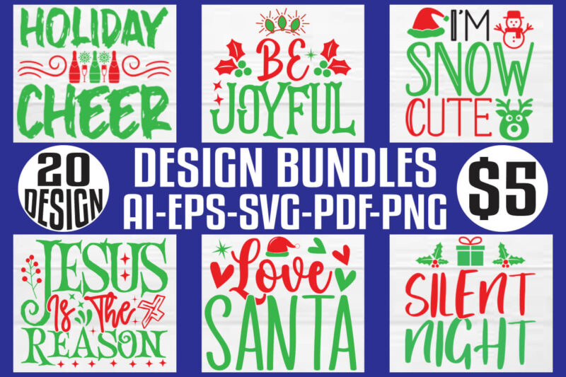 Christmas T-shirt And SVG Design Bundle