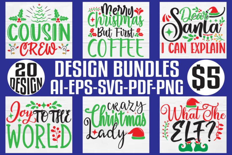 Christmas T-shirt And SVG Design Bundle