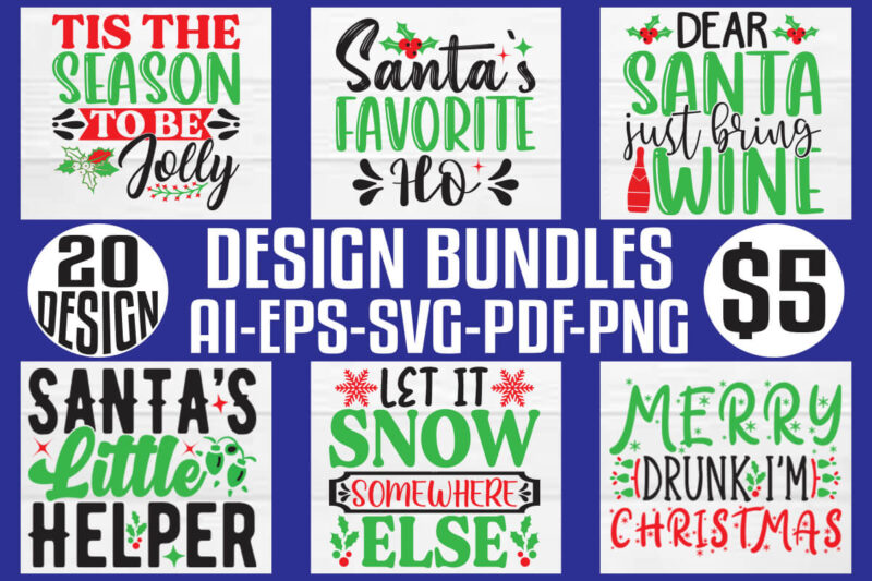 Christmas T-shirt And SVG Design Bundle