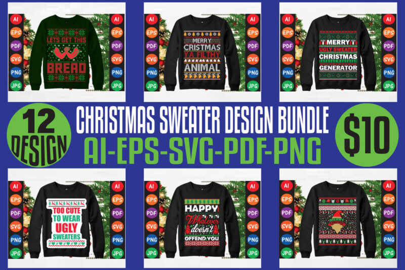 Christmas Sweater And T-shirt Design Bundle