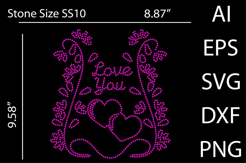 Best Selling Love Rhinestone Design Bundle for commercial use.