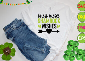 irish kisses shamrock wishes t shirt design for sale