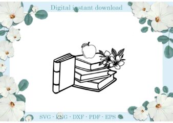 Trending gifts, Back to school Book Apple Flower, Diy Crafts Back to school Svg Files For Cricut, School Sublimation Files, Cameo Htv Prints