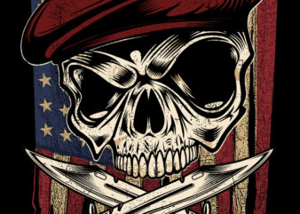 United states veteran skull illustration