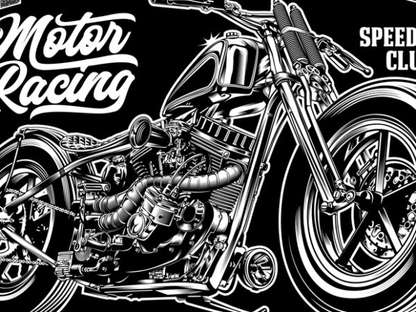 Vintage motorcycle illustration graphic