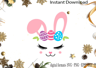 Lovely Bunny Face For Easter Decorations SVG Sublimation Files