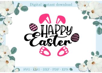 Happy Easter Day Rabbit Colorful Diy Crafts Rabbit Svg Files For Cricut, Easter Sunday Silhouette Quote Sublimation Files, Cameo Htv Print