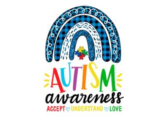 Blue Rainbow Autism Awareness Support SVG Sublimation Files